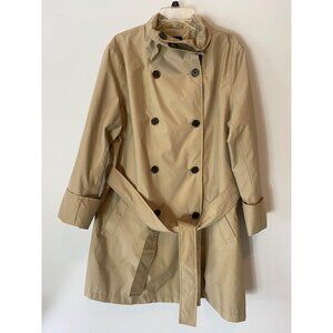 Lands End Beige Trench Coat Double-Breasted Belted XL 18-20
